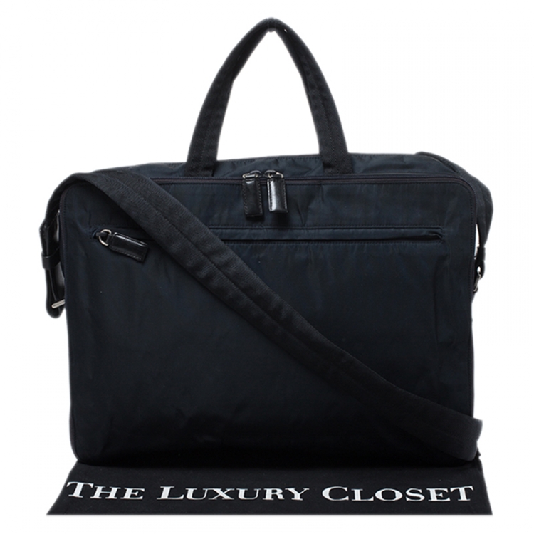 مملوكة مسبقًا Prada Dark Blue Nylon Laptop Bag