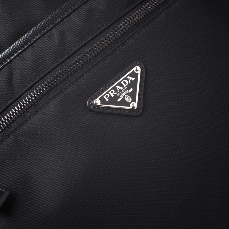 Pre Owned Prada Black Nylon and Leather Zip Messenger Bag
