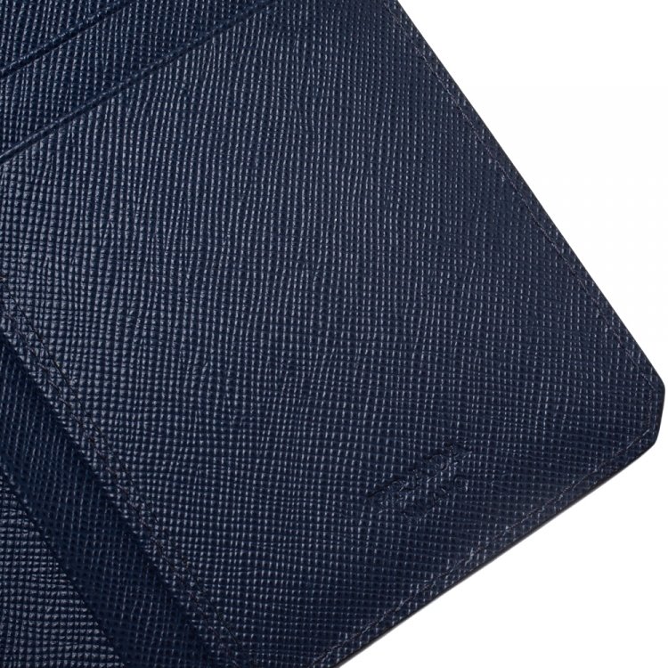 Pre Owned Prada Blue Saffiano Lux Leather Continental Wallet