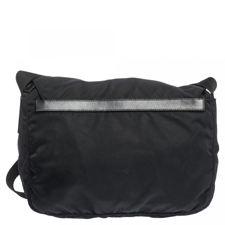 Pre Owned Prada Black Nylon and Leather Messenger Bag