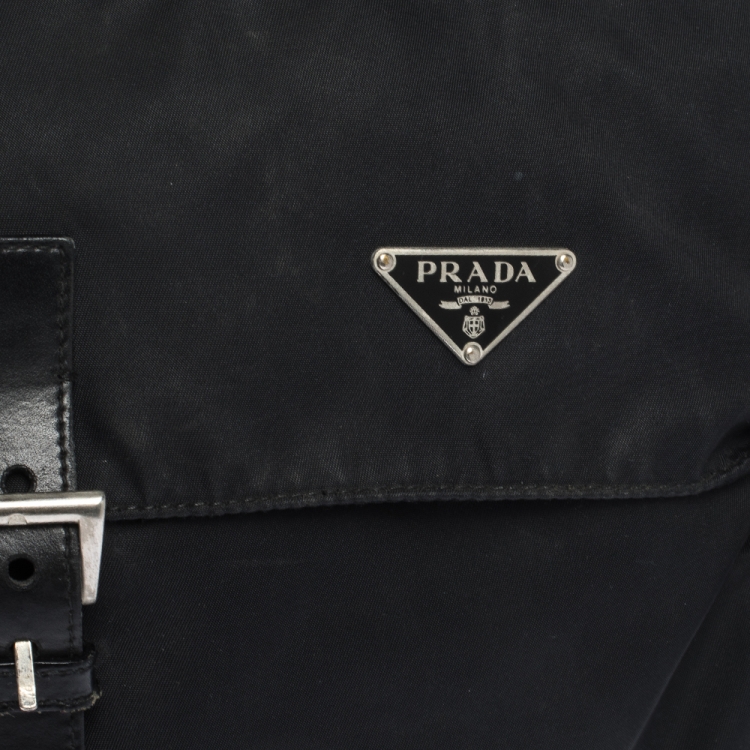 Pre Owned Prada Black Nylon and Leather Messenger Bag