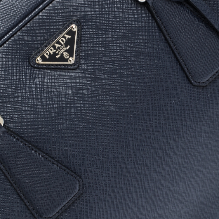 Pre Owned Prada Navy Blue Saffiano Lux Leather Briefcase