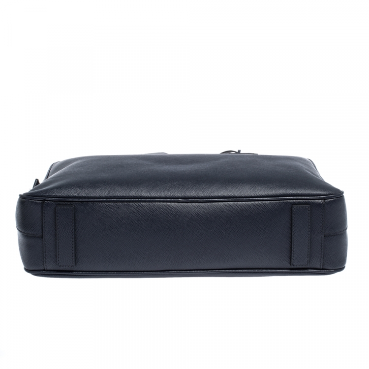 Pre Owned Prada Navy Blue Saffiano Lux Leather Briefcase