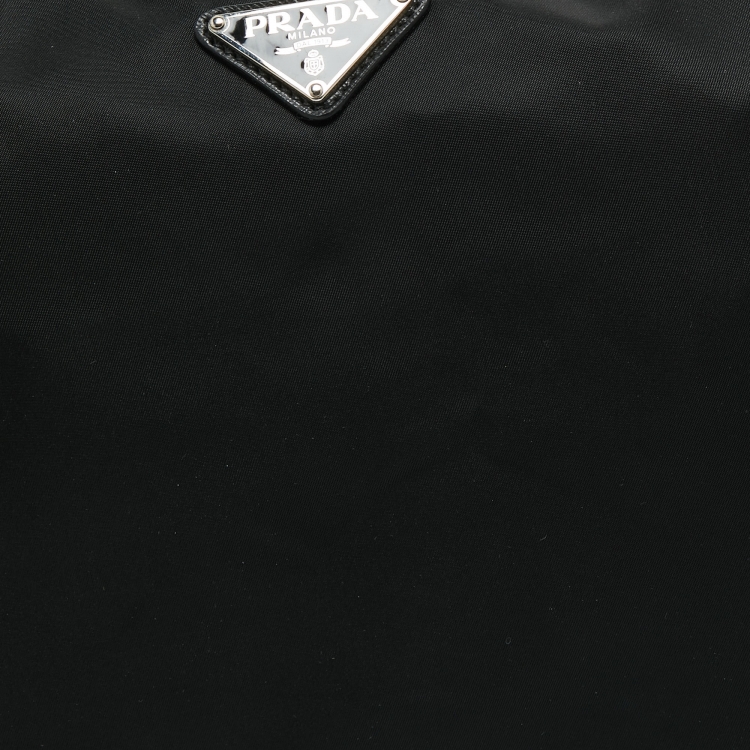 Pre Owned Prada Black Nylon and Leather Logo Slim Pouch 