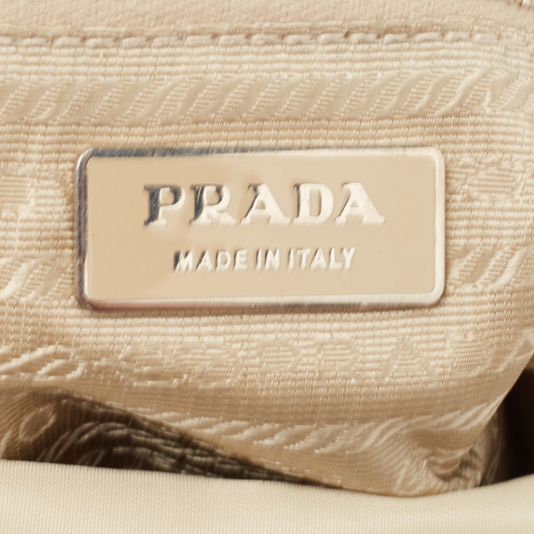 Pre Owned Prada Light Beige Nylon Messenger Bag