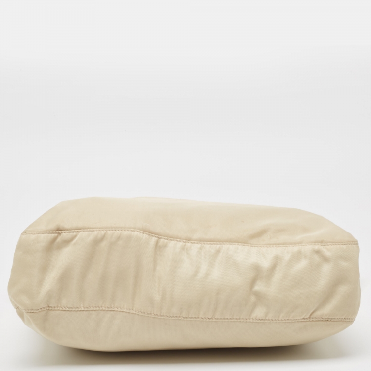 Pre Owned Prada Light Beige Nylon Messenger Bag