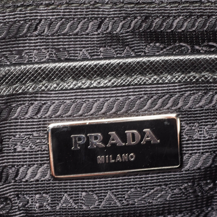 Pre Owned Prada Black Nylon Double Pocket Drawstring Backpack
