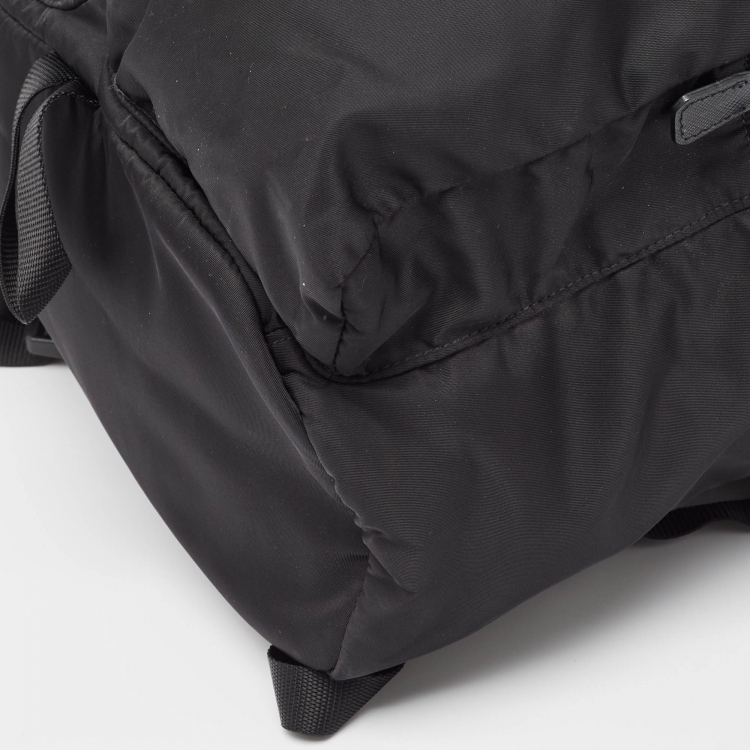 Pre Owned Prada Black Nylon and Saffiano Leather Backpack