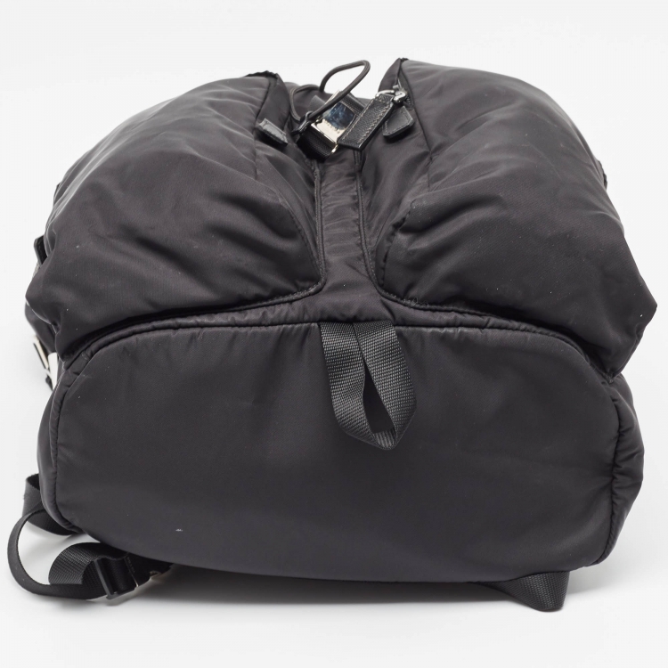Pre Owned Prada Black Nylon and Saffiano Leather Backpack