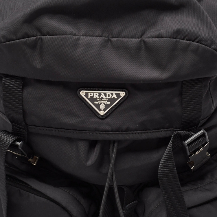 Pre Owned Prada Black Nylon and Saffiano Leather Backpack