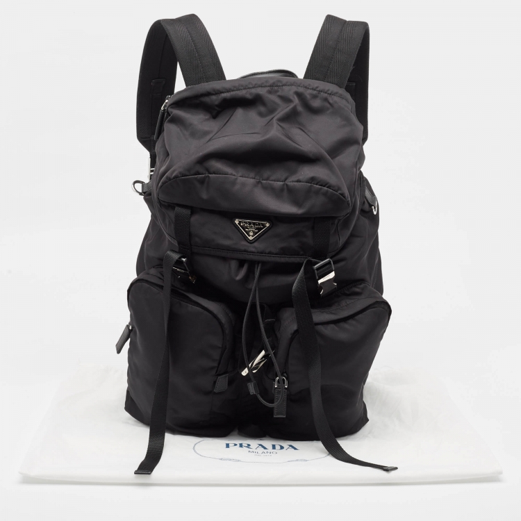 Pre Owned Prada Black Nylon and Saffiano Leather Backpack