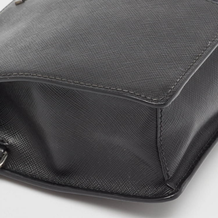 Pre Owned Prada Black Saffiano Leather and Alligator Zip Pouch