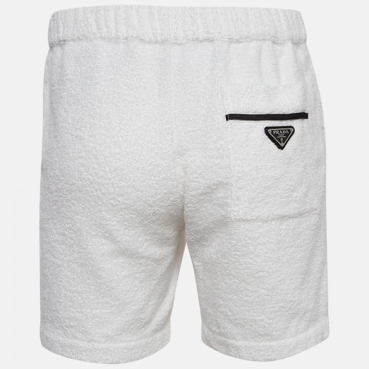 Pre Owned Prada White Cotton Terry Shorts M