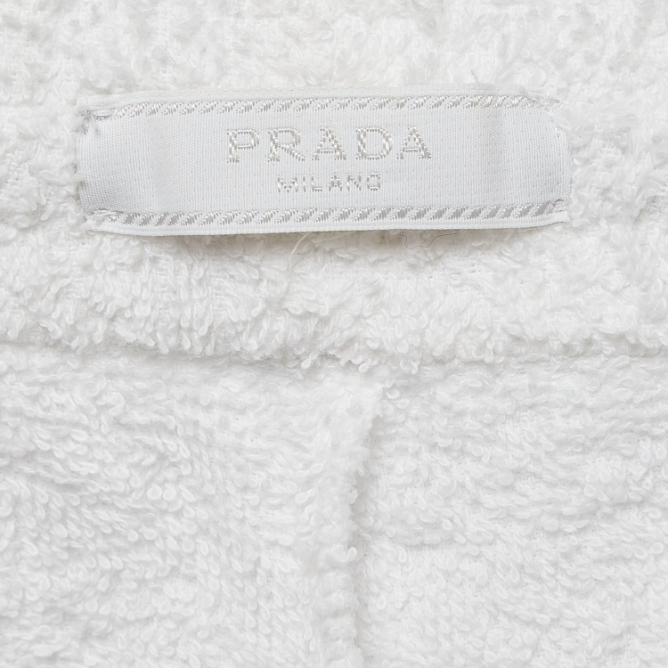 Pre Owned Prada White Cotton Terry Shorts M