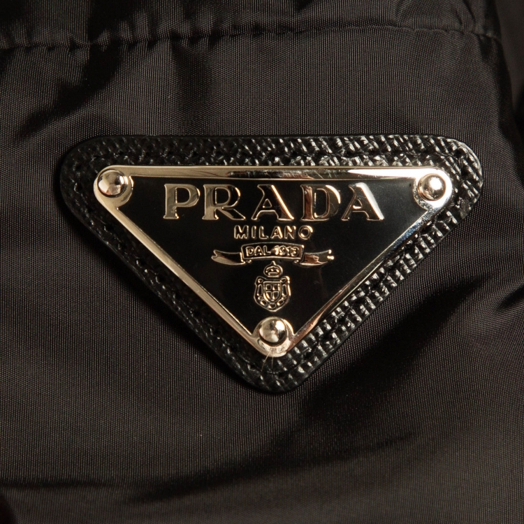 مملوكة مسبقًا Prada Black Leather and Nylon Reversible Jacket XL
