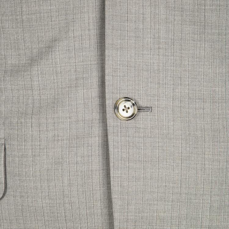 Pre Owned Prada Beige Pinstriped Wool Regular Fit Suit S