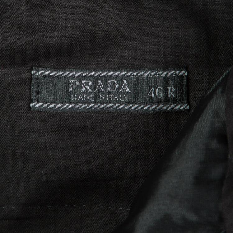Pre Owned Prada Beige Pinstriped Wool Regular Fit Suit S