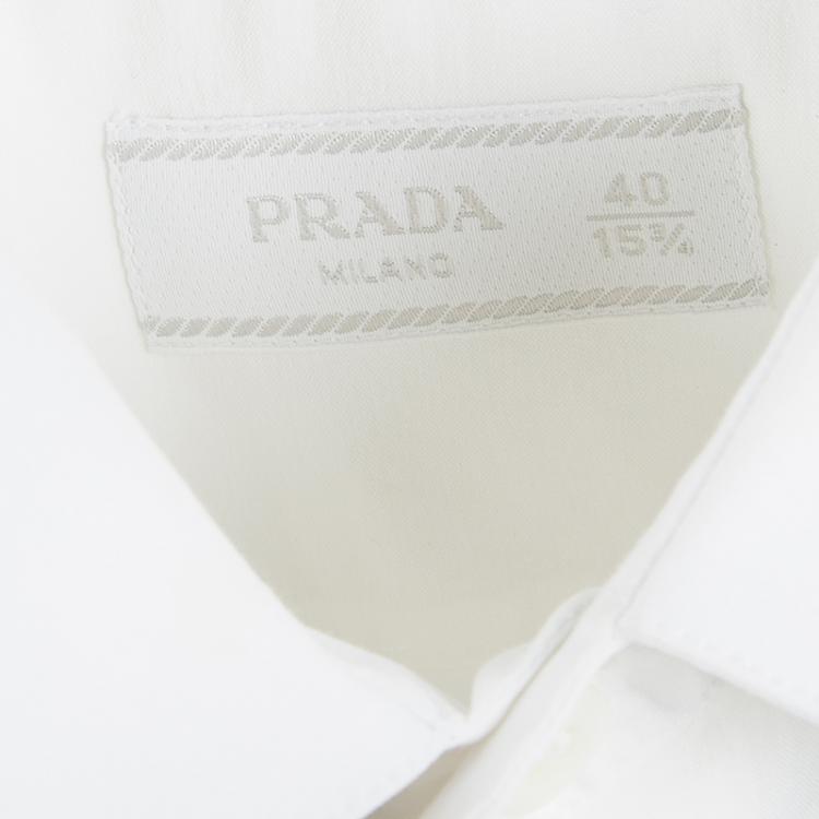 Pre Owned Prada White Long Sleeve Button Front Tailored Shirt L