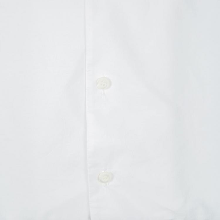 Pre Owned Prada White Cotton Contrast Striped Bottom Short Sleeve Button Front Shirt L