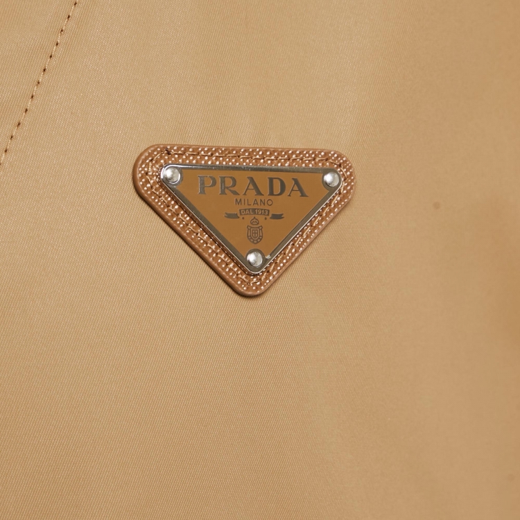 Pre Owned Prada Beige Re-Nylon Triangle Enamel Logo Vest M