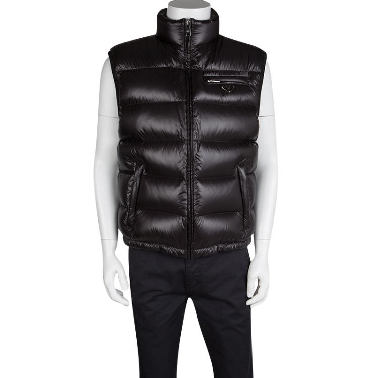 مملوكة مسبقًا Prada Black Sleeveless Quilted Down Jacket 3XL