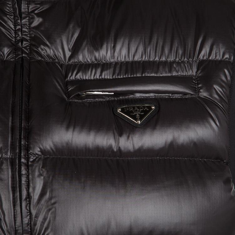 مملوكة مسبقًا Prada Black Sleeveless Quilted Down Jacket 3XL