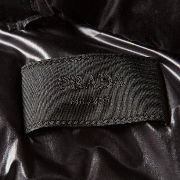 مملوكة مسبقًا Prada Black Sleeveless Quilted Down Jacket 3XL