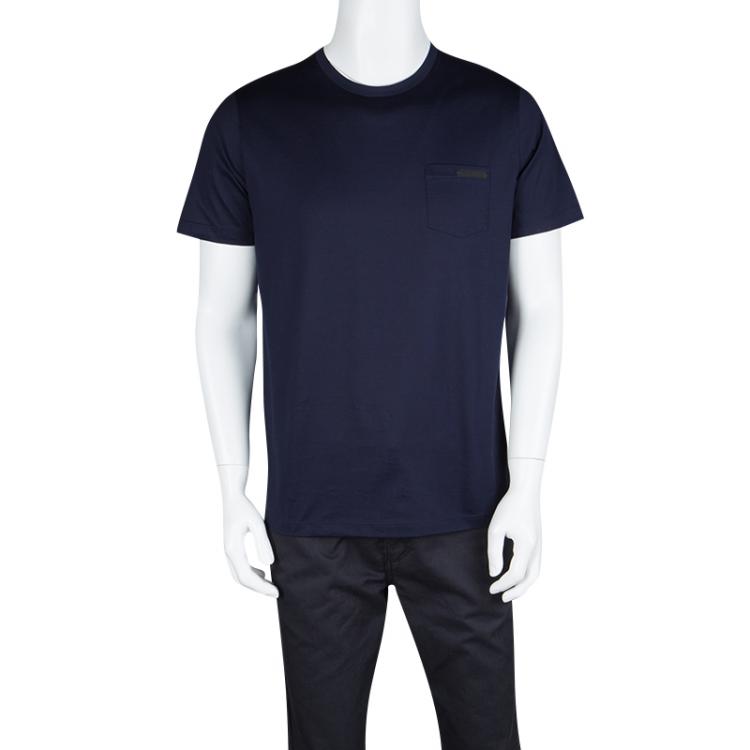 Prada Navy Blue Cotton Jersey Short Sleeve Crew Neck T-Shirt M Prada | TLC