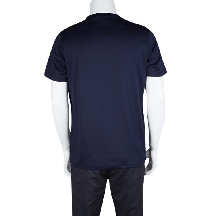 Pre Owned Prada Navy Blue Cotton Jersey Short Sleeve Crew Neck T-Shirt M