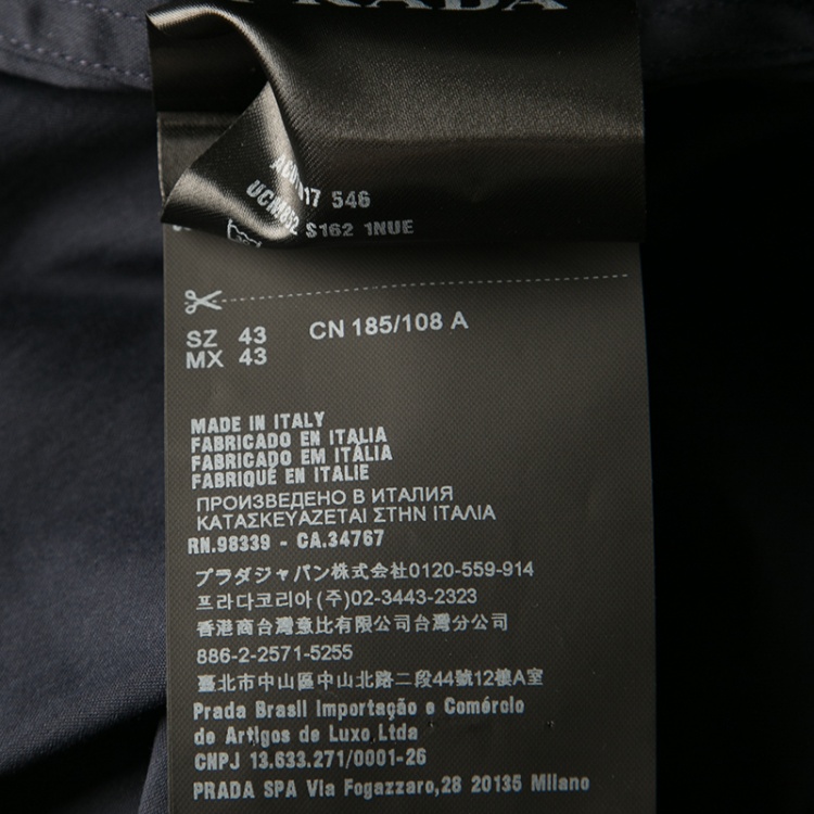 مملوكة مسبقًا Prada Navy Blue Cotton Button Front Long Sleeve Shirt XXL