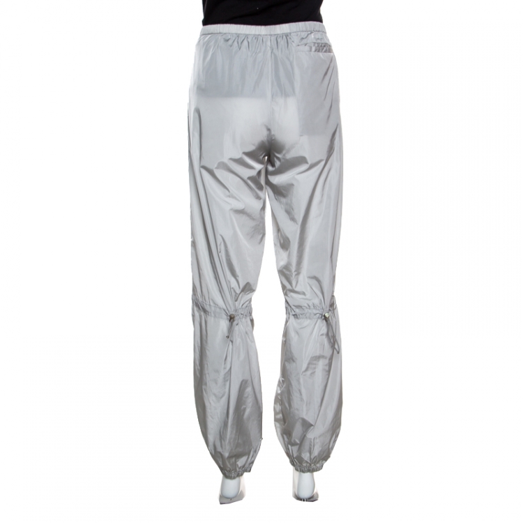 Pre Owned Prada Grey Nylon Toggle Cord Detail Elasticized Waist Casual Pants M