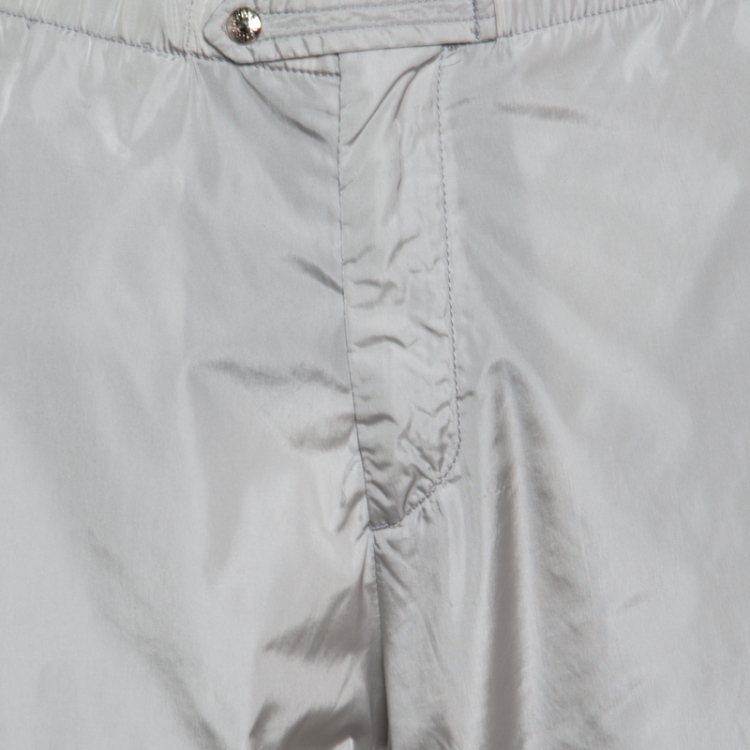 Pre Owned Prada Grey Nylon Toggle Cord Detail Elasticized Waist Casual Pants M