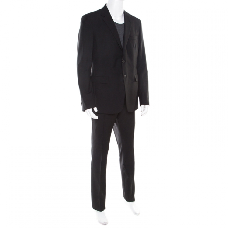 Pre Owned Prada Black Wool and Mohair Tailored Suit 2XL