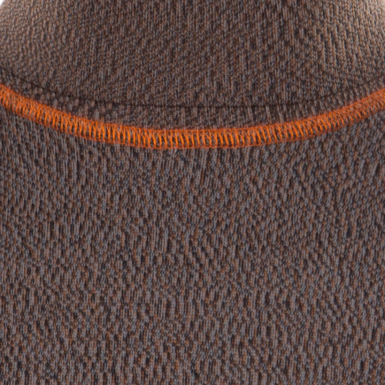 مملوكة مسبقًا Prada Brown and Grey Contrast Top Stitch Detail Turtleneck Sweater L