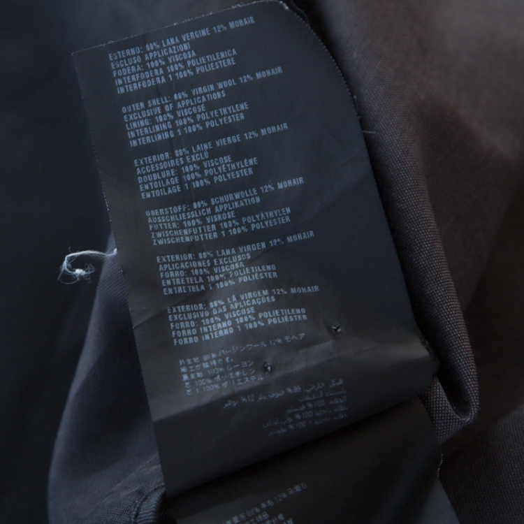 Pre Owned Prada Bicolor Wool and Mohair Studded Zip Front Jacket S