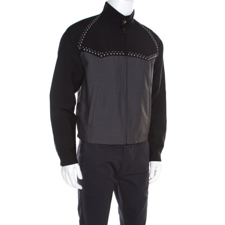 Prada Bicolor Wool and Mohair Studded Zip Front Jacket S Prada | TLC