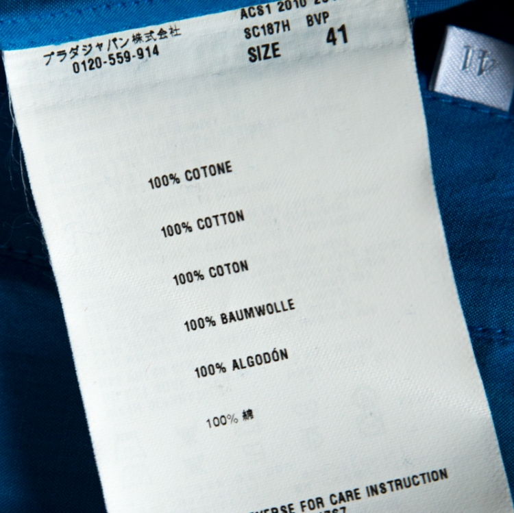 مملوكة مسبقًا Prada Blue Cotton Full Sleeve Shirt L