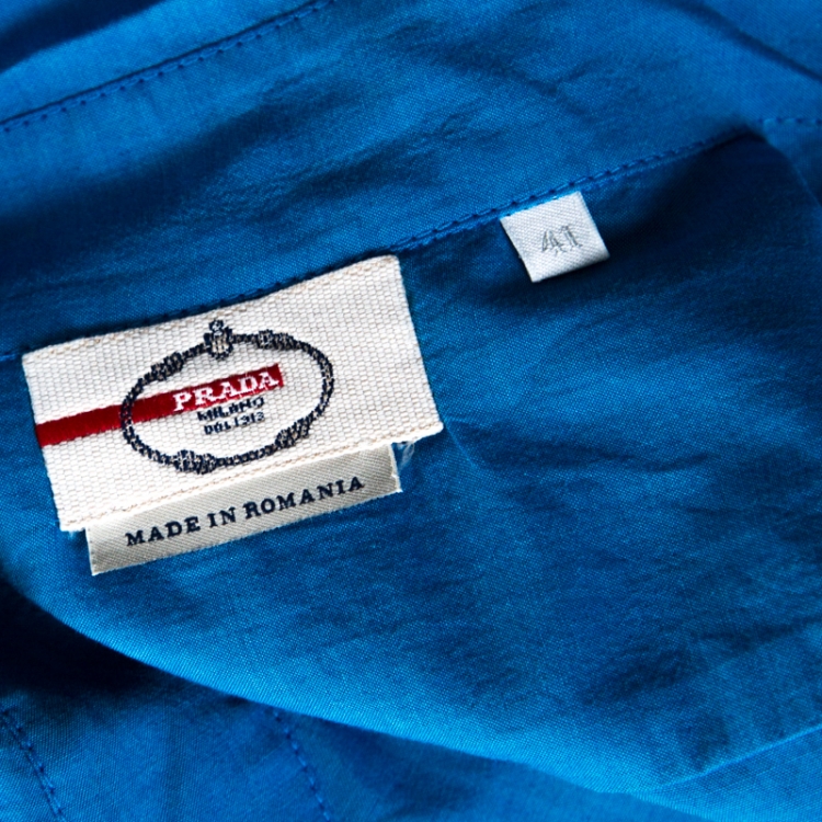 مملوكة مسبقًا Prada Blue Cotton Full Sleeve Shirt L