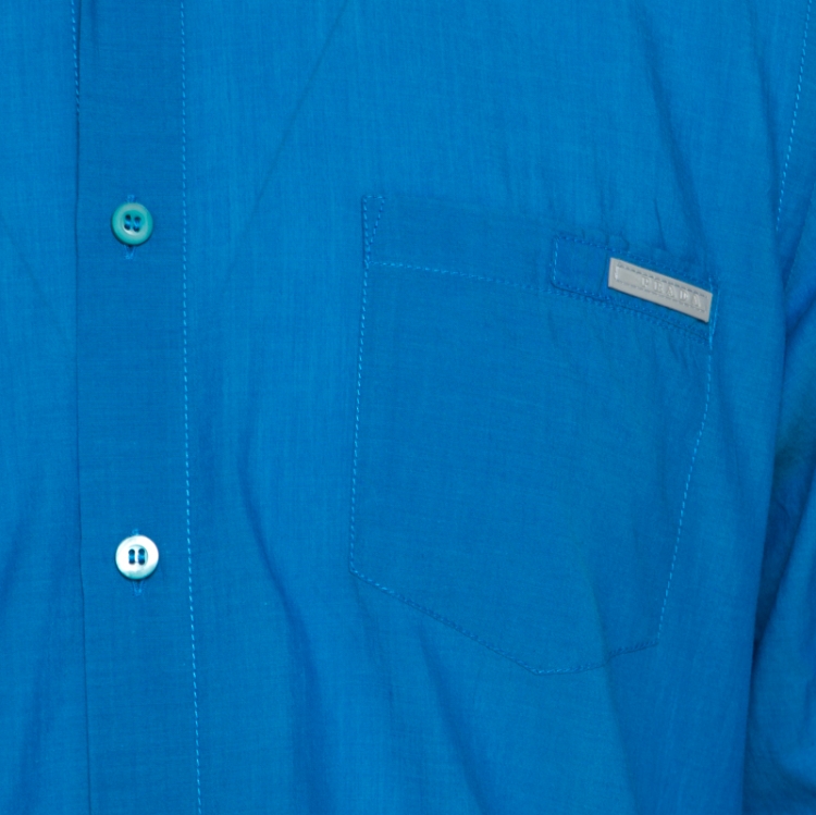 مملوكة مسبقًا Prada Blue Cotton Full Sleeve Shirt L