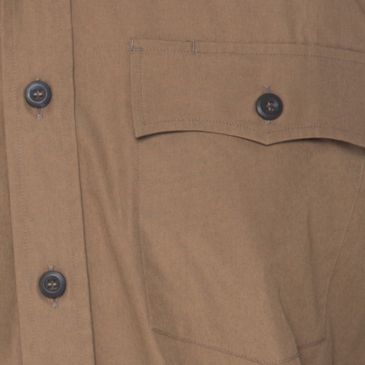 Pre Owned Prada Khaki-Beige Cotton Poplin Safari Style Full Sleeve Shirt L