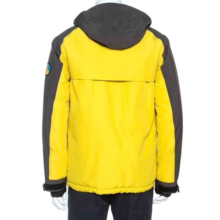 Pre Owned Prada Yellow And Grey Technical Fabric Zip Front Jacket M