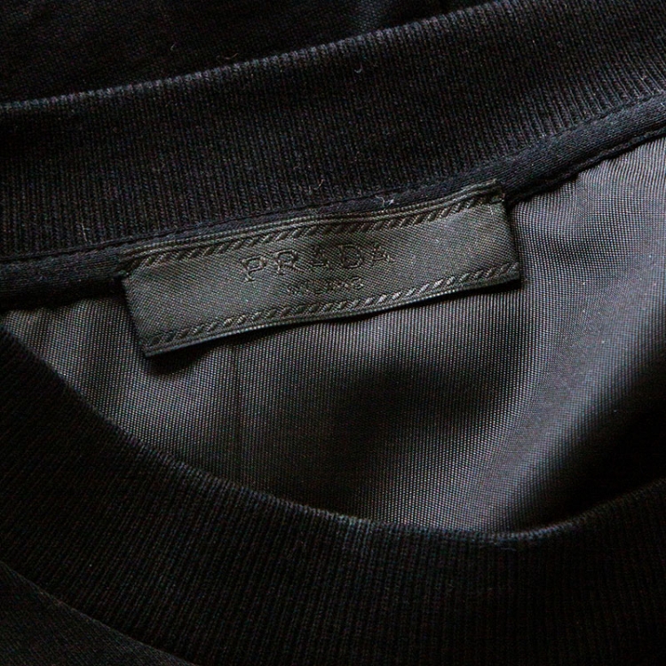 Pre Owned Prada Black Cotton Patch Pocket Detail  T-Shirt M