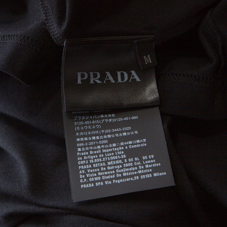 Pre Owned Prada Black Cotton Patch Pocket Detail  T-Shirt M
