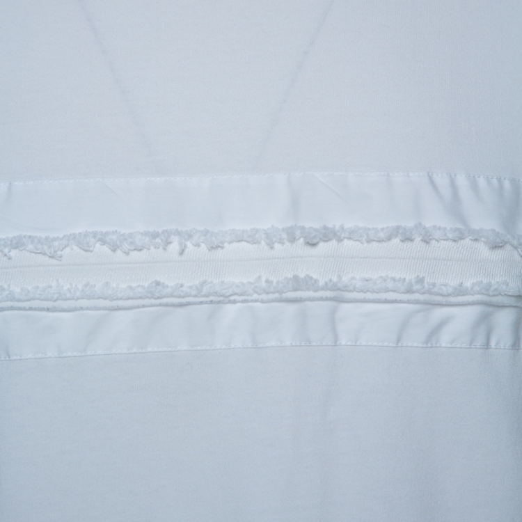 Pre Owned Prada White Cotton Fringe Detail T Shirt XXL 