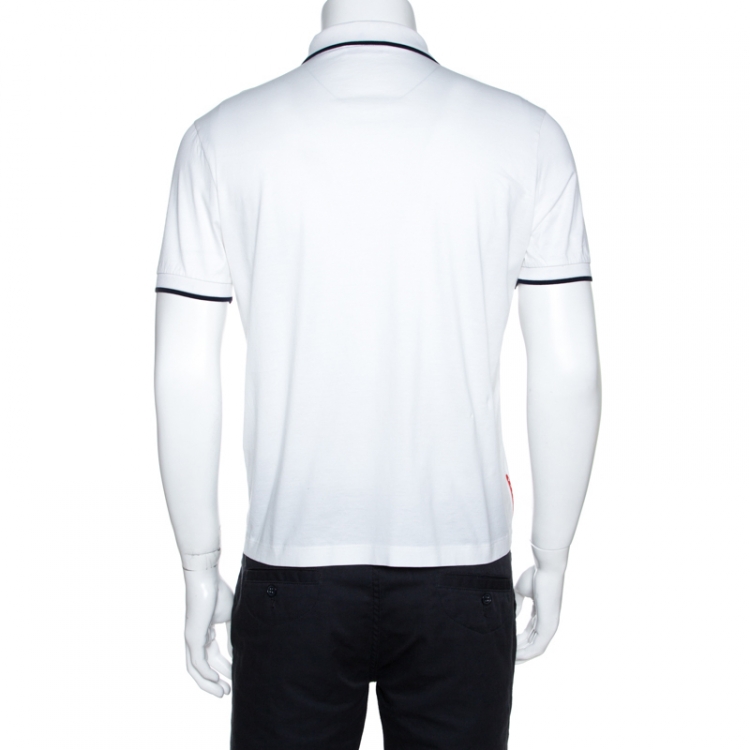 Pre Owned Prada White Cotton Short Sleeve Polo T-Shirt M