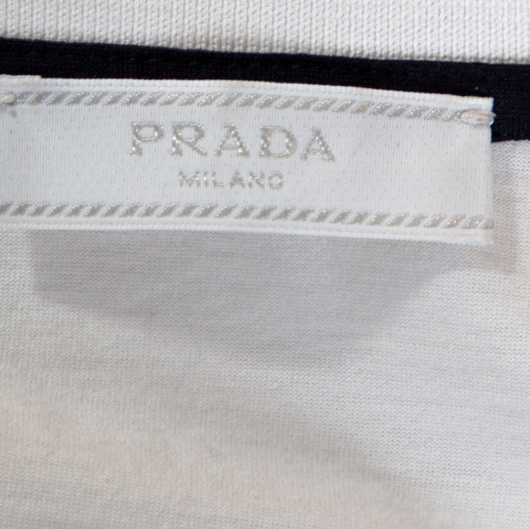 Pre Owned Prada White Cotton Short Sleeve Polo T-Shirt M