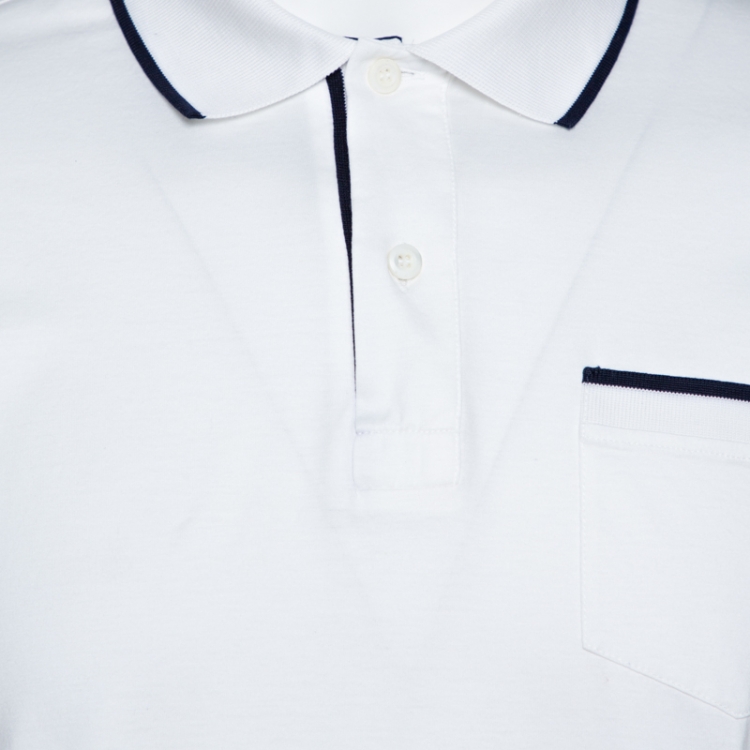 Pre Owned Prada White Cotton Short Sleeve Polo T-Shirt M