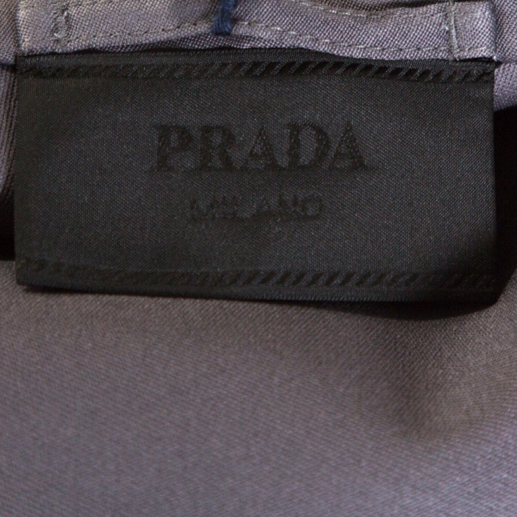 Pre Owned Prada Grey Gabardine Zip Front Jacket M