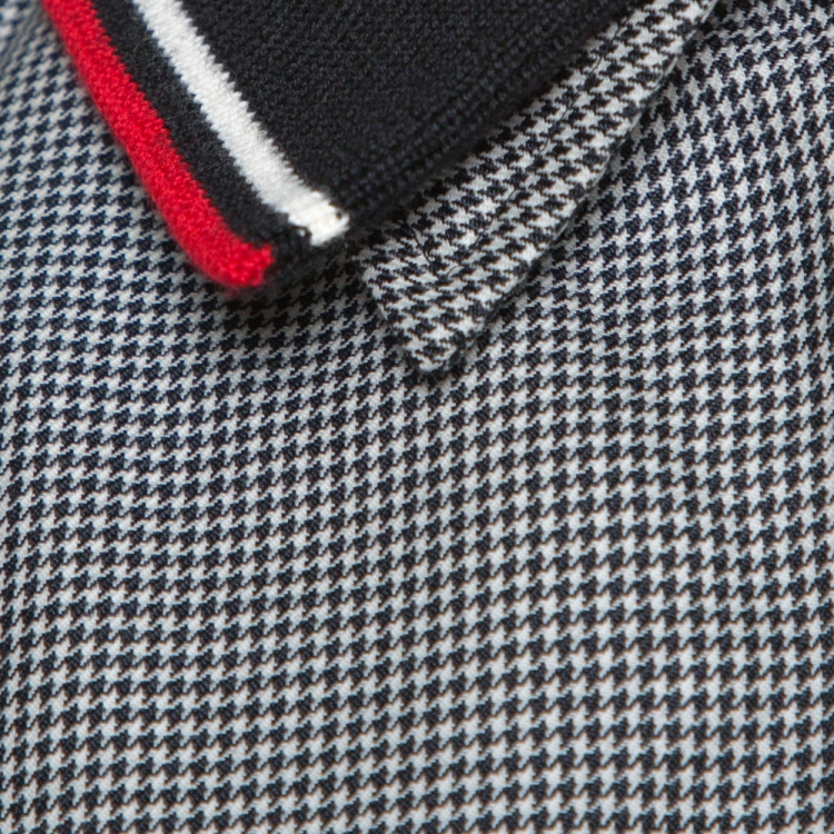 Pre Owned Prada Monochrome Houndstooth Wool Collar Detail Bomber Jacket M