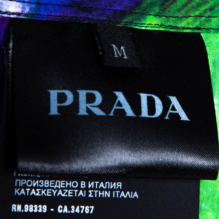 Pre Owned Prada Multicolor Impossible True Love Print Cotton Bowling Shirt M